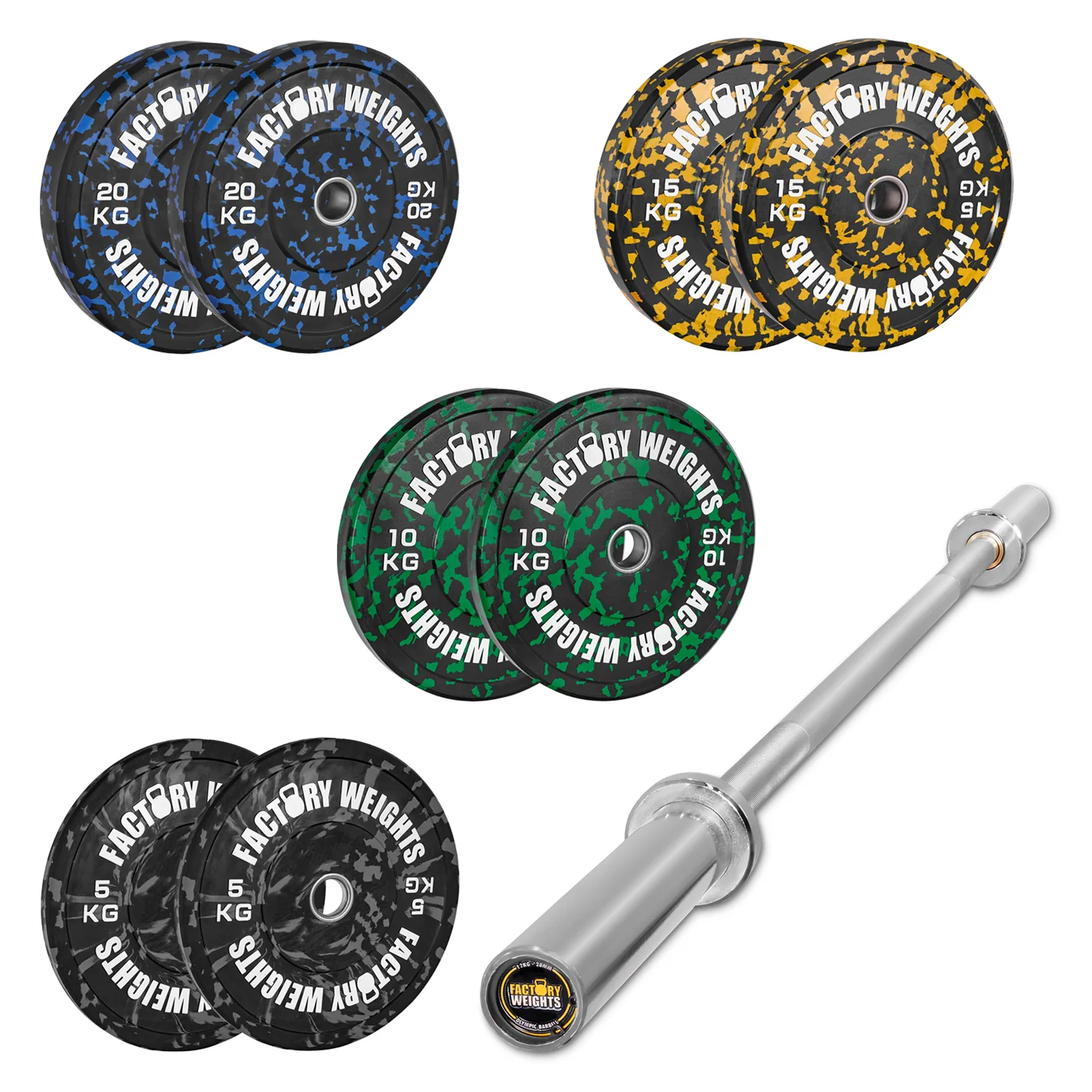 100kg Fleck Bumper Plate Set | Olympic Rubber Weight Plates