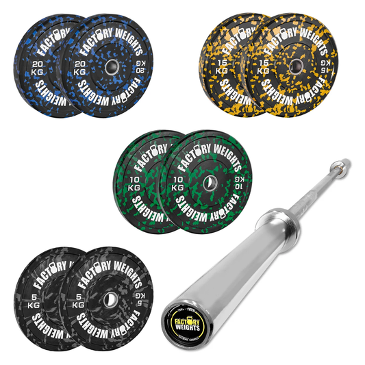 100kg Fleck Bumper Plate Set | Olympic Rubber Weight Plates